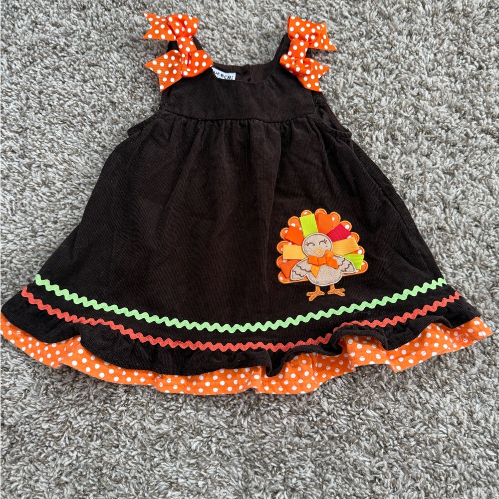 Blueberi Boulevard Brown and Orange Turkey Dress